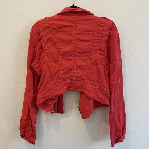 Free People Cropped Red Jacket - Size 8 - Picture 2 of 8